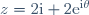 z = 2\text{i} + 2\text{e}^{\text{i}\theta}
